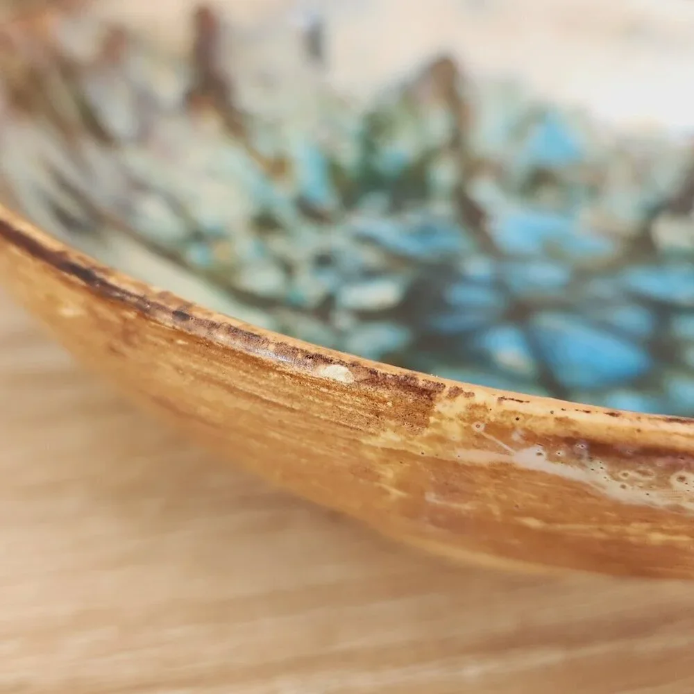 Vintage Ardeco Vallauris Mid Century Starburst Glazed Pottery Earth Tone Bowl